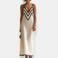 Jamyra | Robe maxi bicolore avec décolleté en chevron