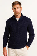 Henrik | Pull en Tricot Classique avec Zip Quart