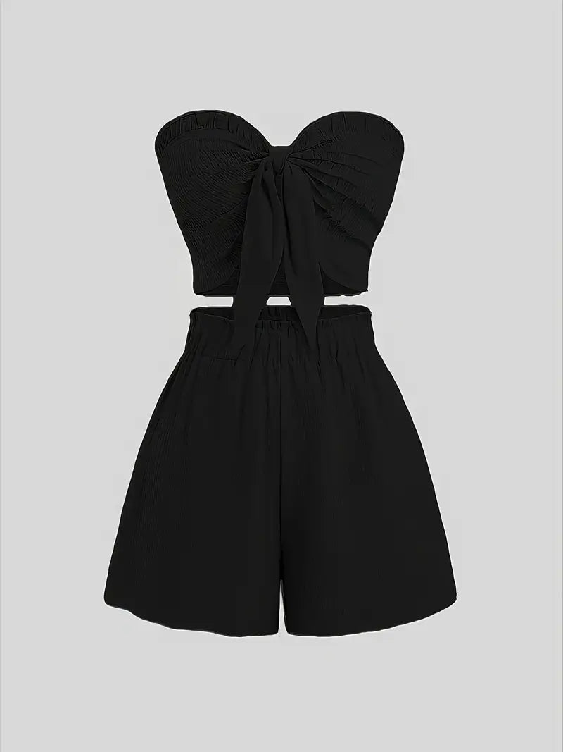 Ensemble Avec Haut Bandeau Froncé Et Short Large Pour Femme | Idéal Pour Les Journées Estivales