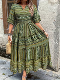 Robe Midi Boho pour Femmes | Imprimé Fluide