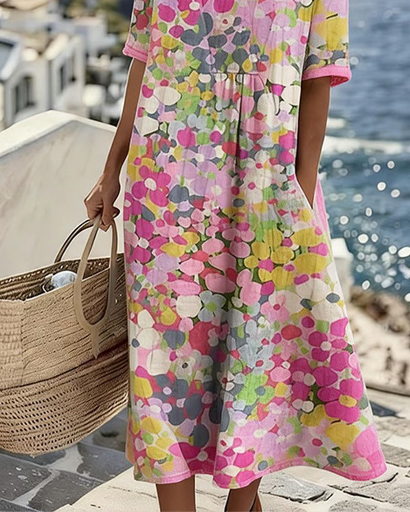 Xenjia | Robe midi décontractée avec imprimé floral coloré