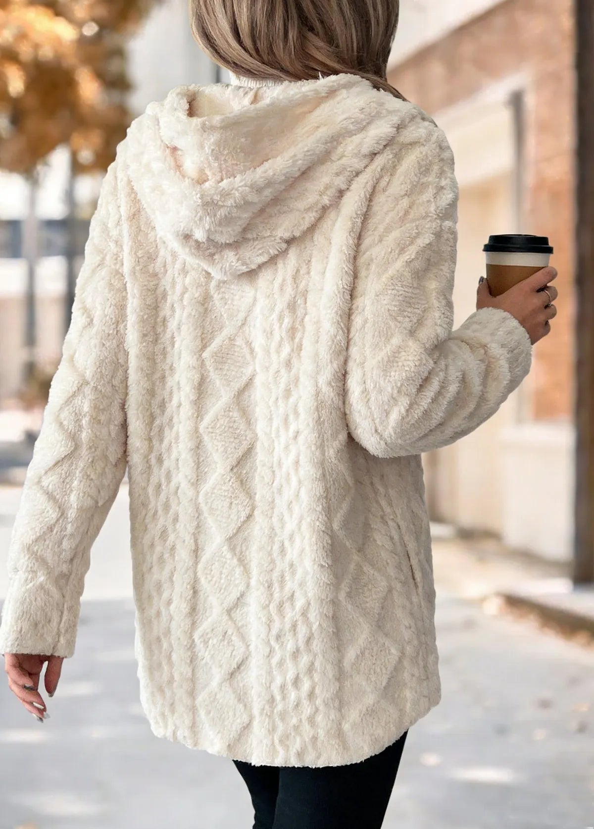 Pyrelia | Cardigan en peluche avec capuche et fermeture éclair