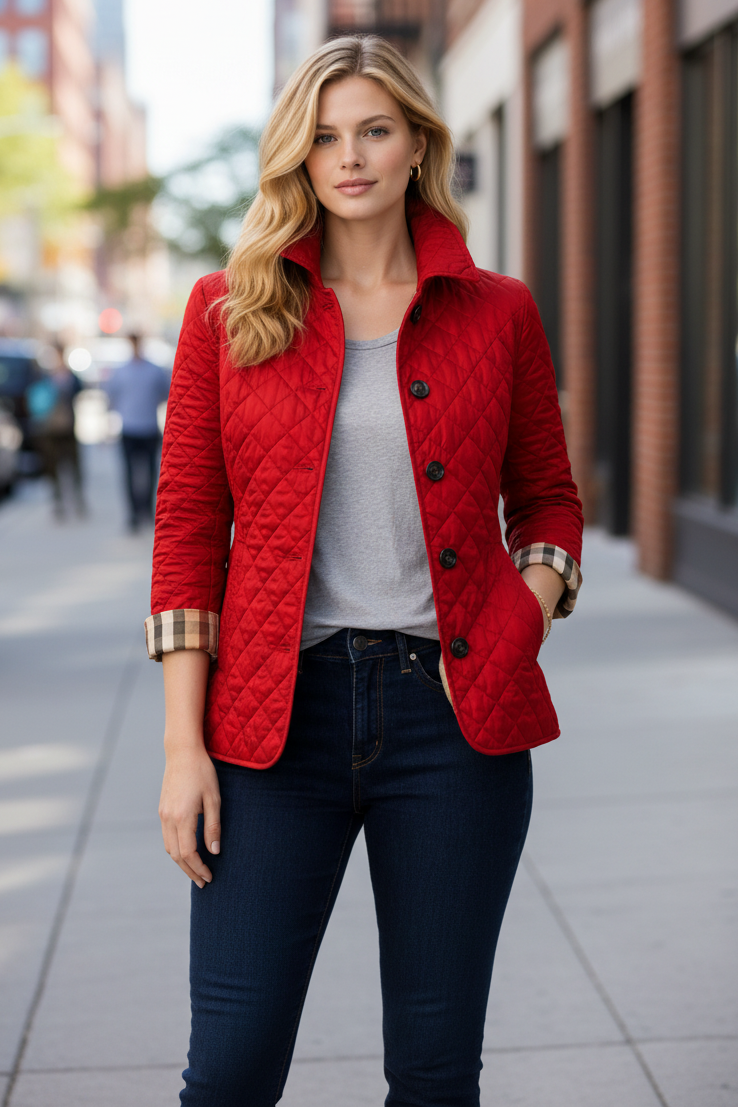 Parka à Col Boutonné Matelassé