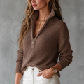 Victoria | Pull en Tricot Moderne et Confortable avec Demi-Fermeture Éclair