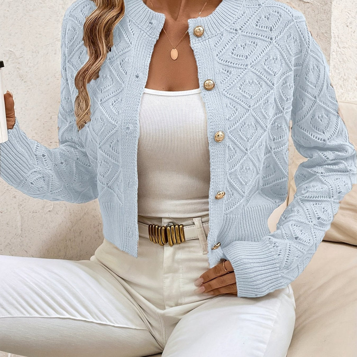 Martine - Gilet Élegant en Tricot avec Boutons