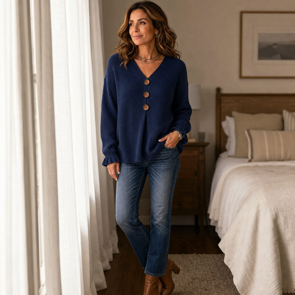 Selina | Pull en maille côtelée moderne et confortable avec décolleté en V