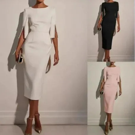 Jaicee | Robe fourreau élégante avec manches fendues