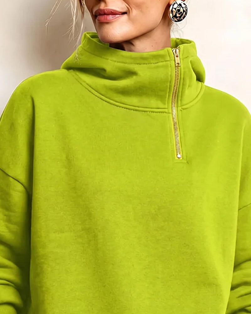 Sweat à col montant zippé irrégulier