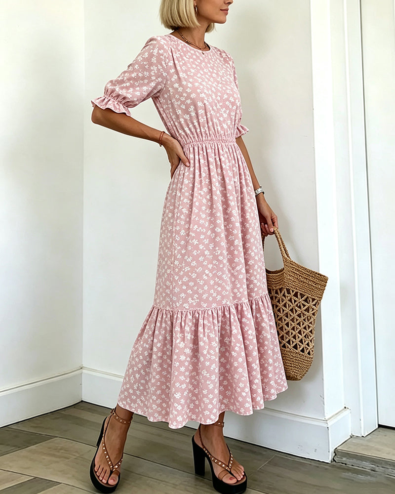 Robe Col Rond Imprimée