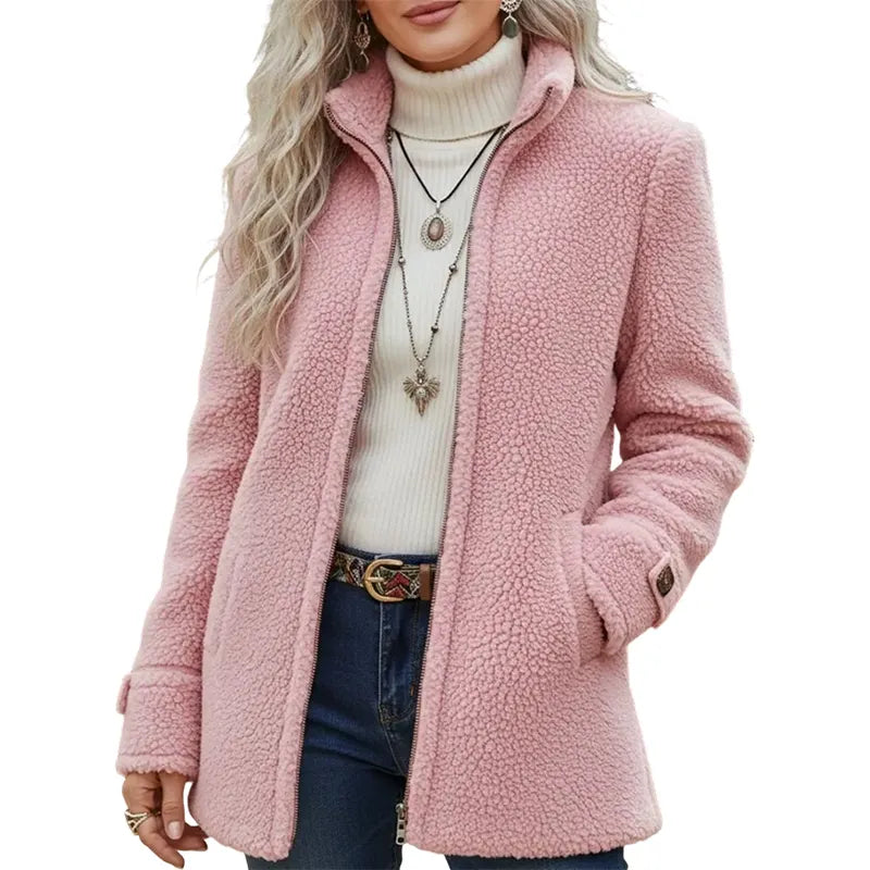 Alessora | Veste teddy femme avec col montant
