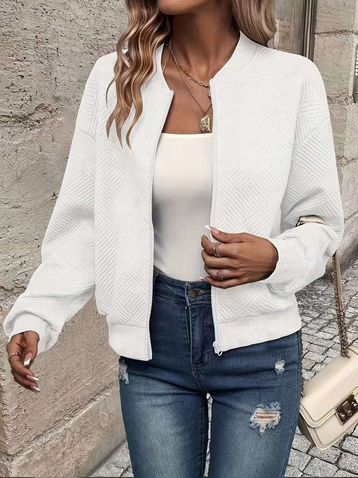 Sarah - Veste Bomber Structurée Élégante avec Fermeture Éclair