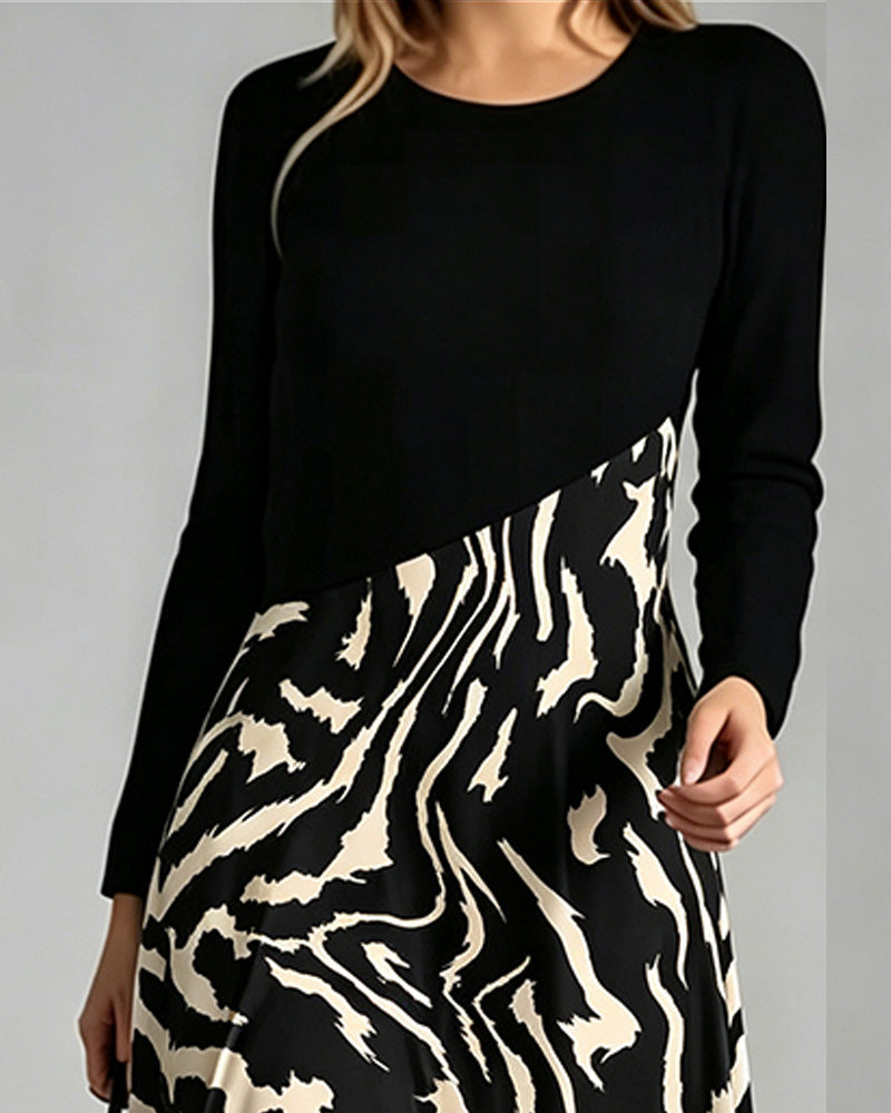 Robe Patchwork Zèbre Manche Longue