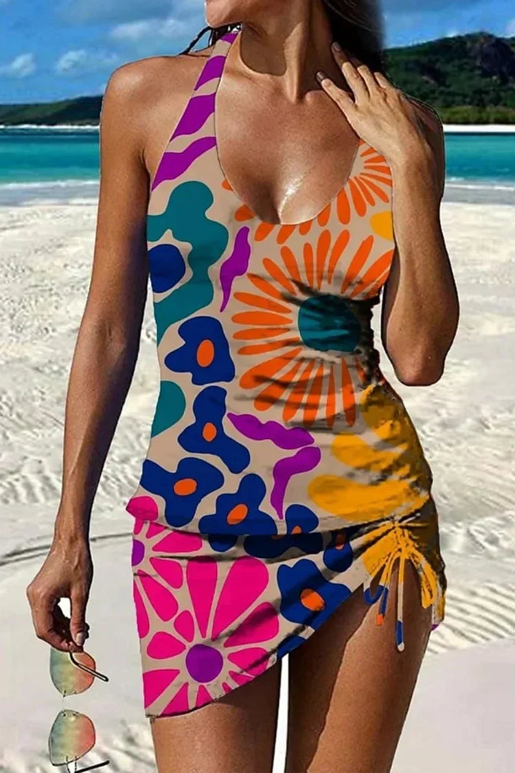 Fiesta – Maillot de bain graphique avec short, effet ventre plat