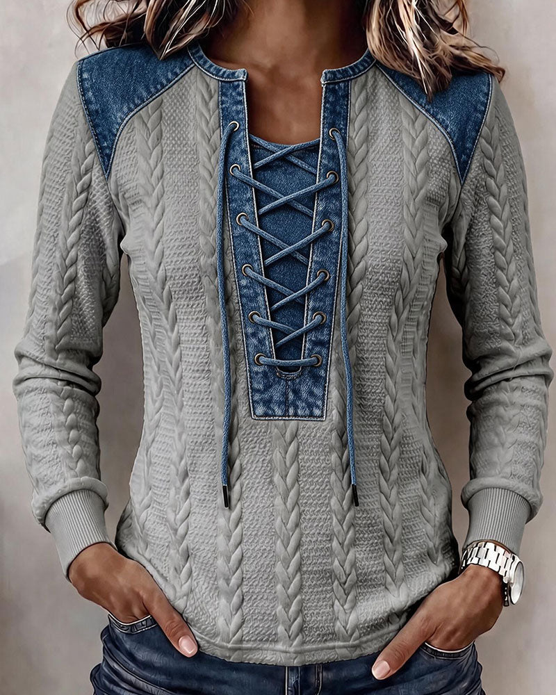 Sweat-shirt décontracté en patchwork