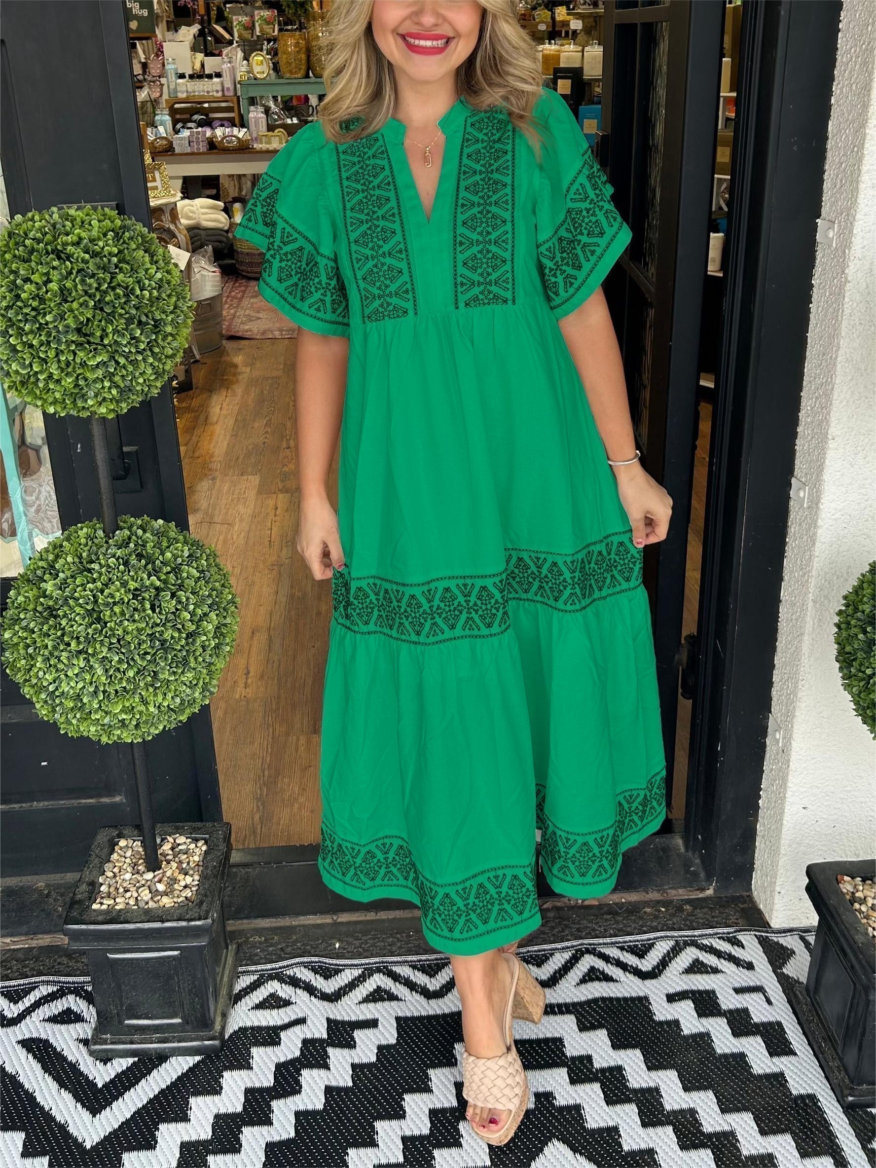 Alice | Robe Midi Boho à Col V pour Femmes d'Été