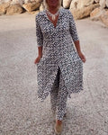 Mosa | Ensemble imprimé pour femmes, chemise longue et pantalon droit