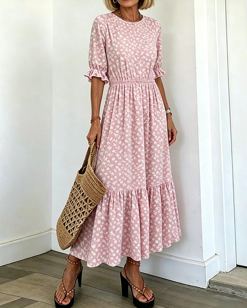 Robe Col Rond Imprimée