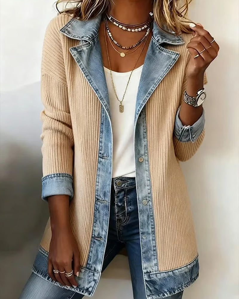 Manteau en Patchwork avec Revers