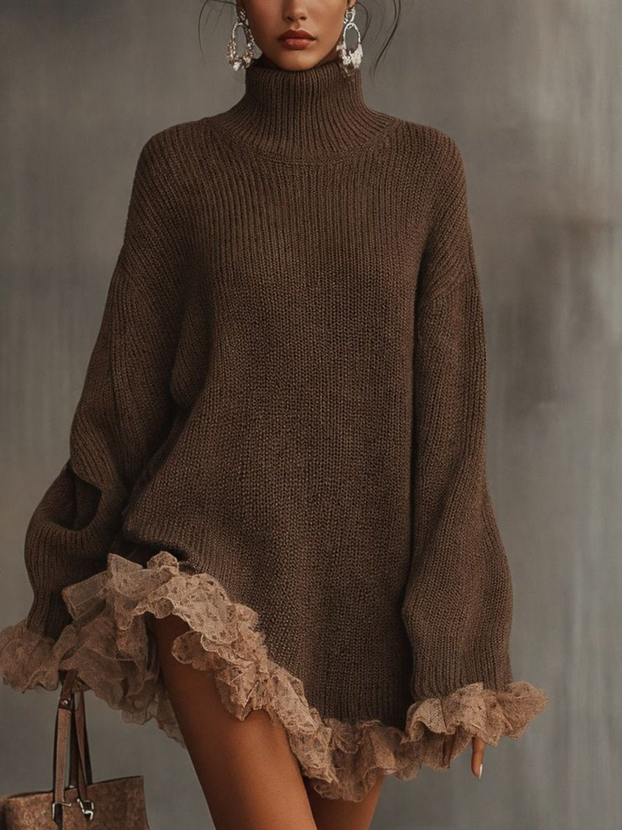 Amelia | Robe Pull Col Roulé Confortable et Romantique