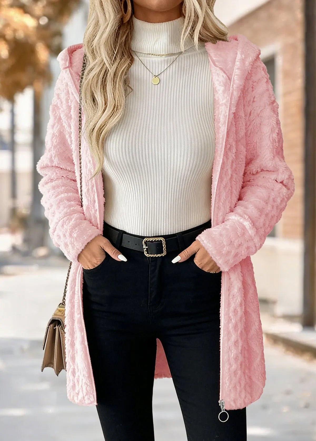 Pyrelia | Cardigan en peluche avec capuche et fermeture éclair