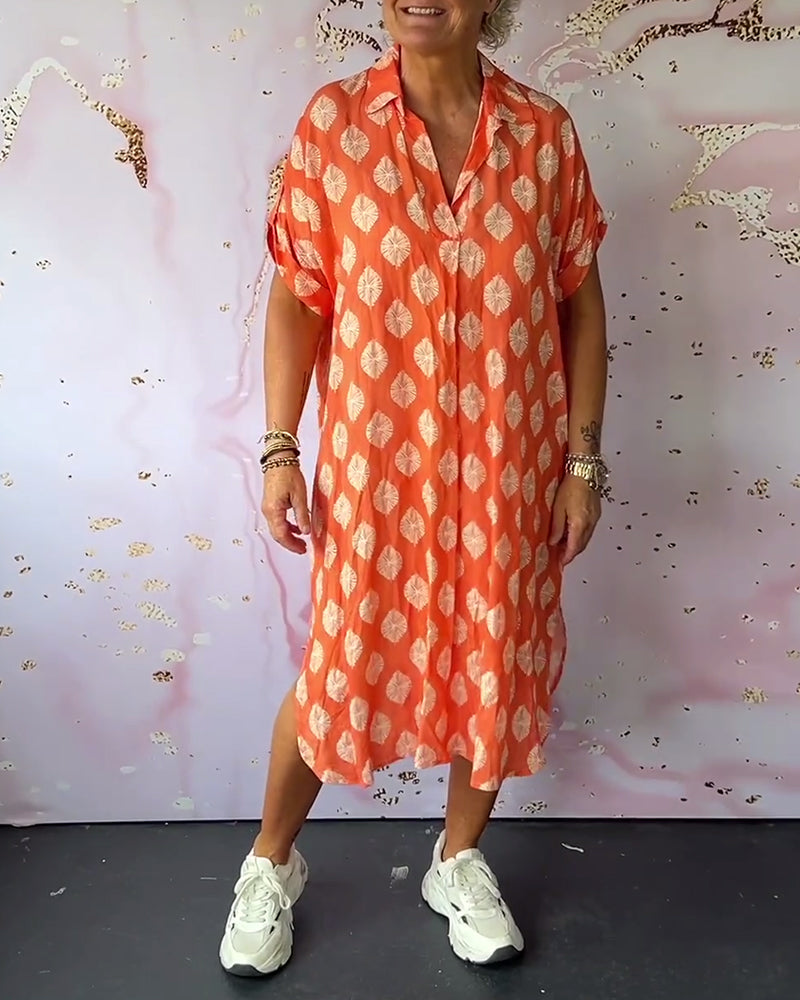 Robe loose à manches courtes avec col