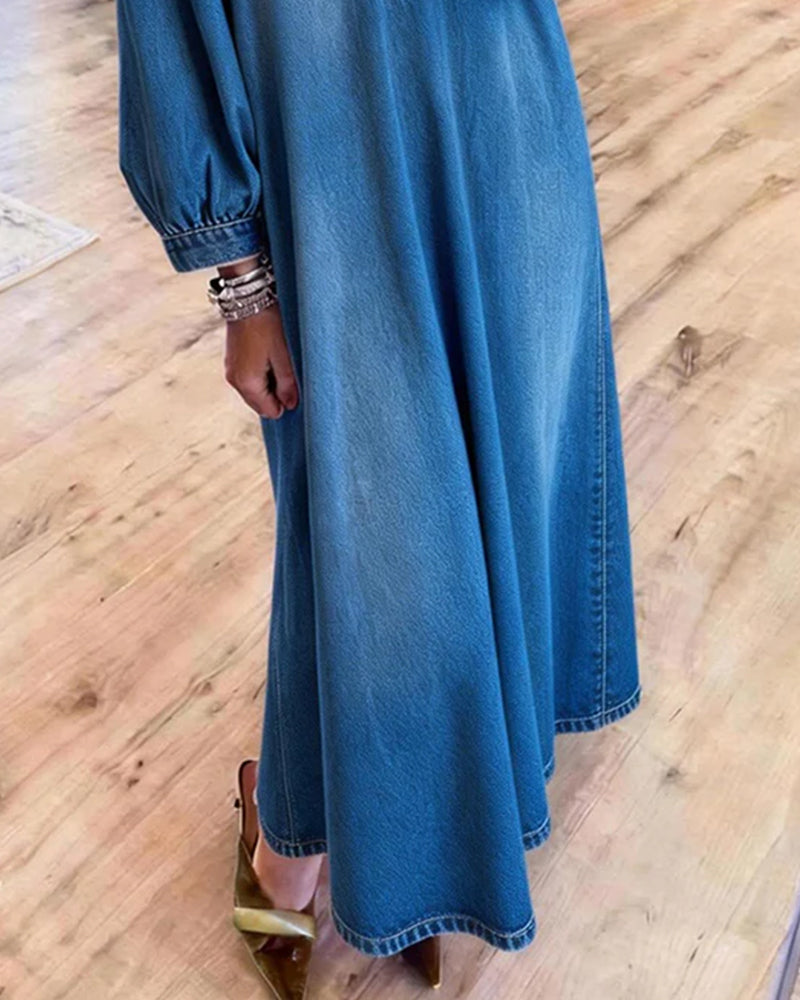 Robe Denim Style Chemise Maxi