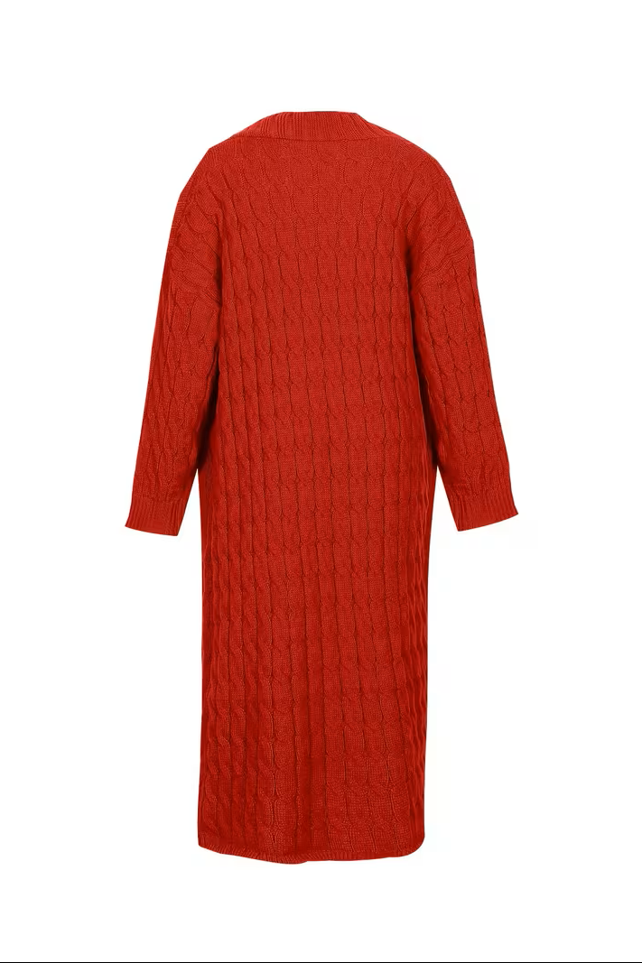 Cardigan Femme Long | Décolleté en V & Structure Côtelée