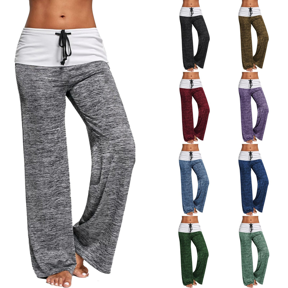 Pantalon de lounge doux pour femmes avec jambe large et ceinture repliée Echo Archive