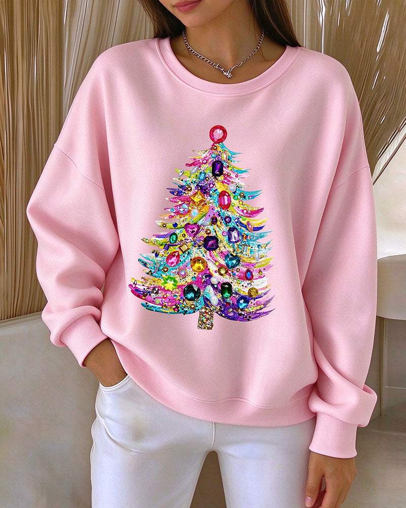 Pull à col rond avec motif sapin de Noël