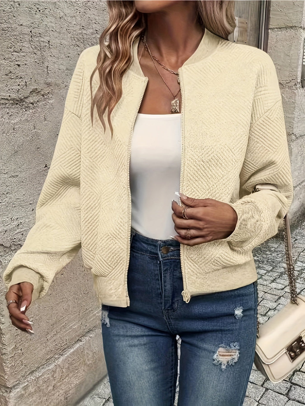 Sarah - Veste Bomber Structurée Élégante avec Fermeture Éclair