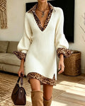 Alemia | Robe en tricot à superpositions avec motif léopard