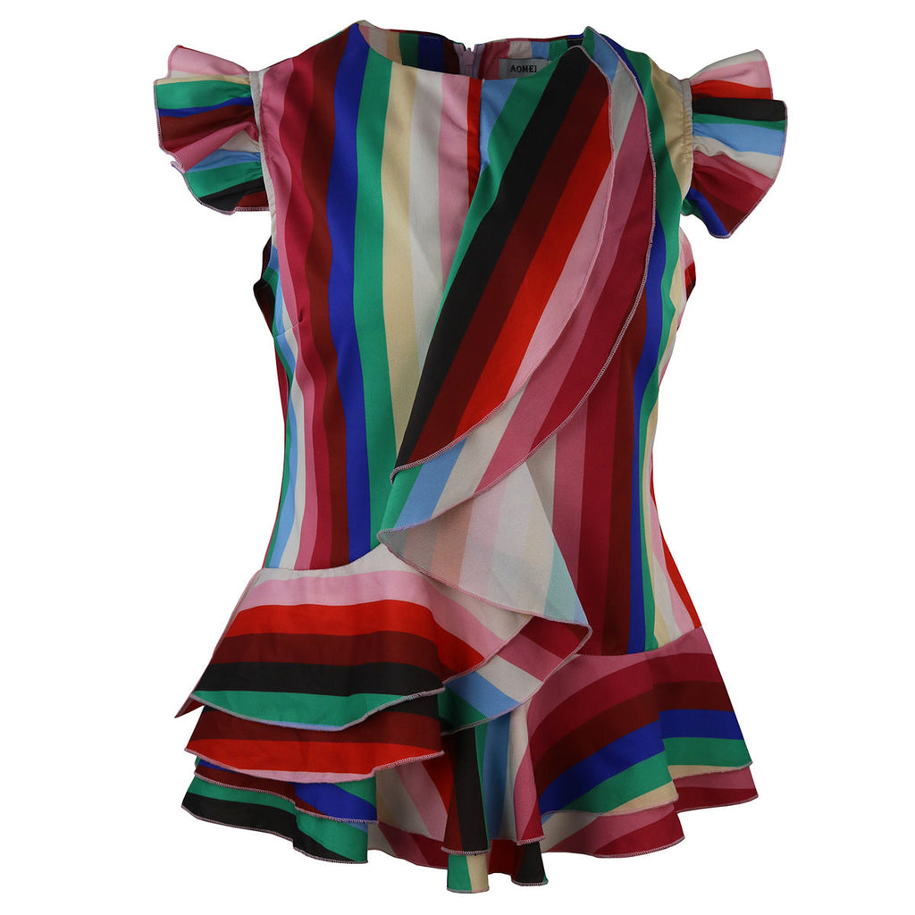 Robe à carreaux fluide pour femmes avec volant volumineux R&B