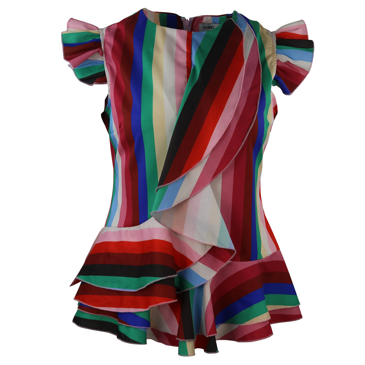 Robe à carreaux fluide pour femmes avec volant volumineux R&B