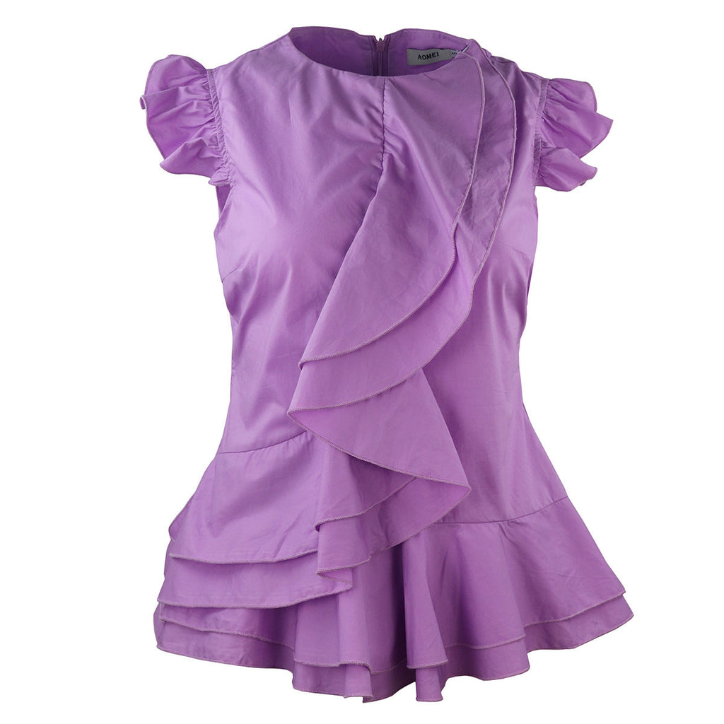 Robe à carreaux fluide pour femmes avec volant volumineux R&B