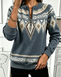 Sweat-Shirt Fermeture Éclair Imprimé Manches Longues