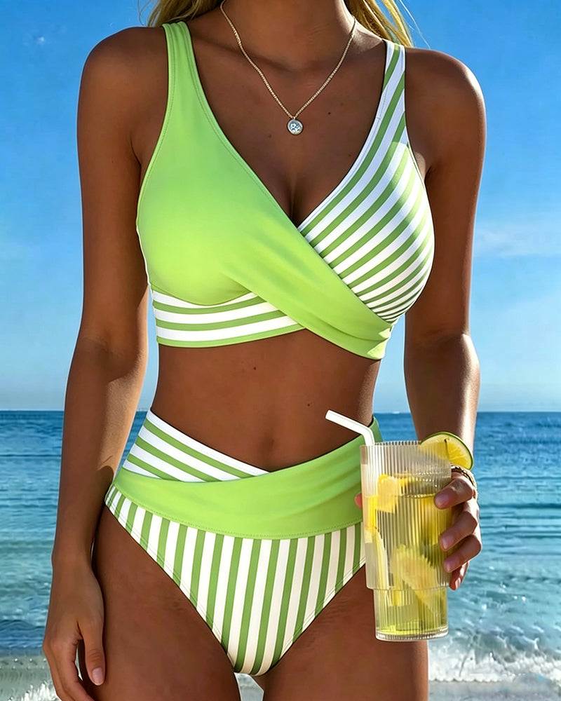 Giulia | Bikini rayé pour femmes avec décolleté en V