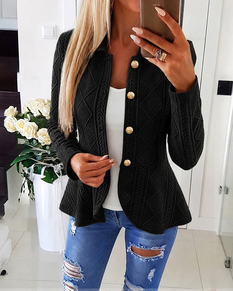 Manteau Casual à Boutons Unis