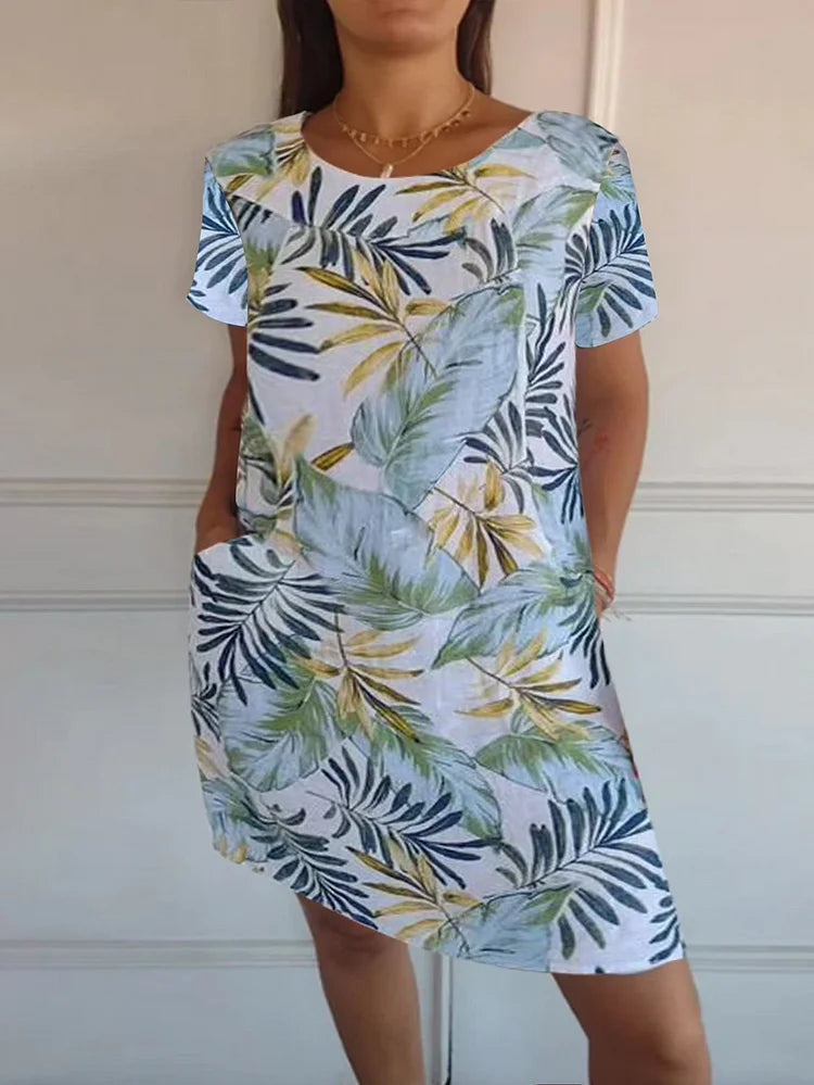 Robe d'été pour femmes avec poches et imprimé vif