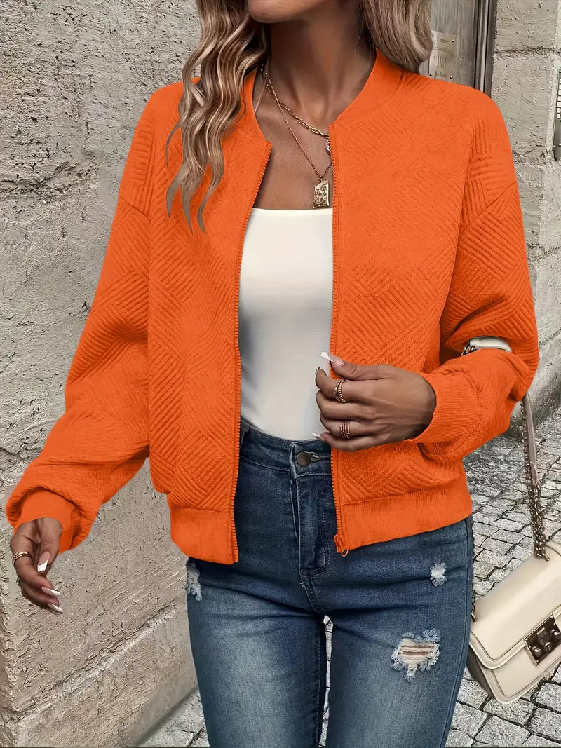 Sarah - Veste Bomber Structurée Élégante avec Fermeture Éclair
