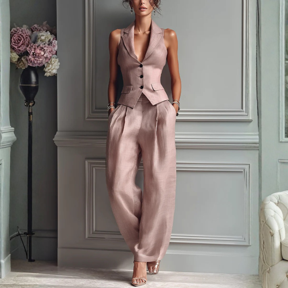 Aaliyah | Costume pantalon élégant avec gilet sans manches