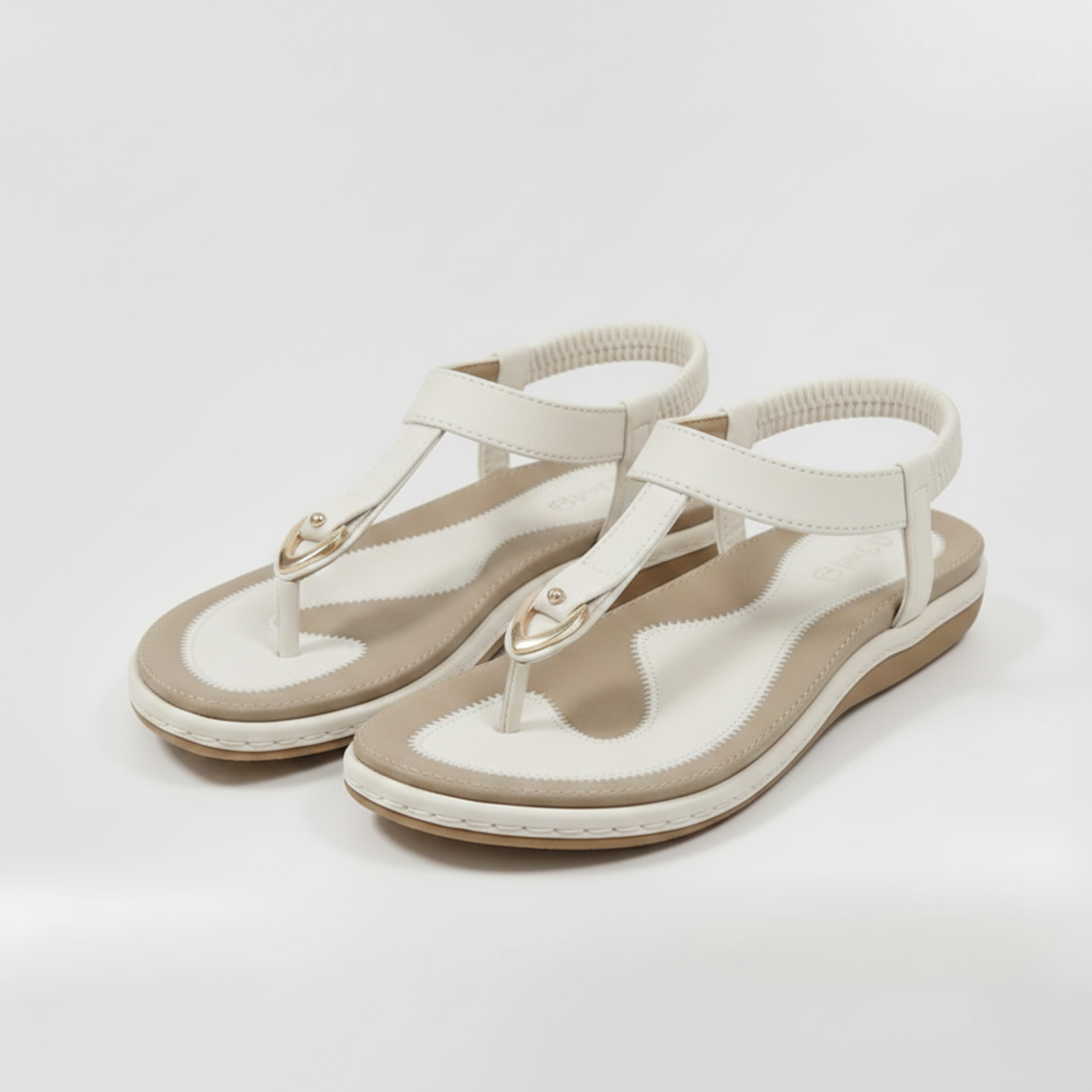 Sandales Plates pour Femme Tongs à Bride Arrière Élastique et Détail Métallique
