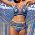 Ensemble de Bain 3 Pièces avec Culotte Taille Haute et Kimono de Plage