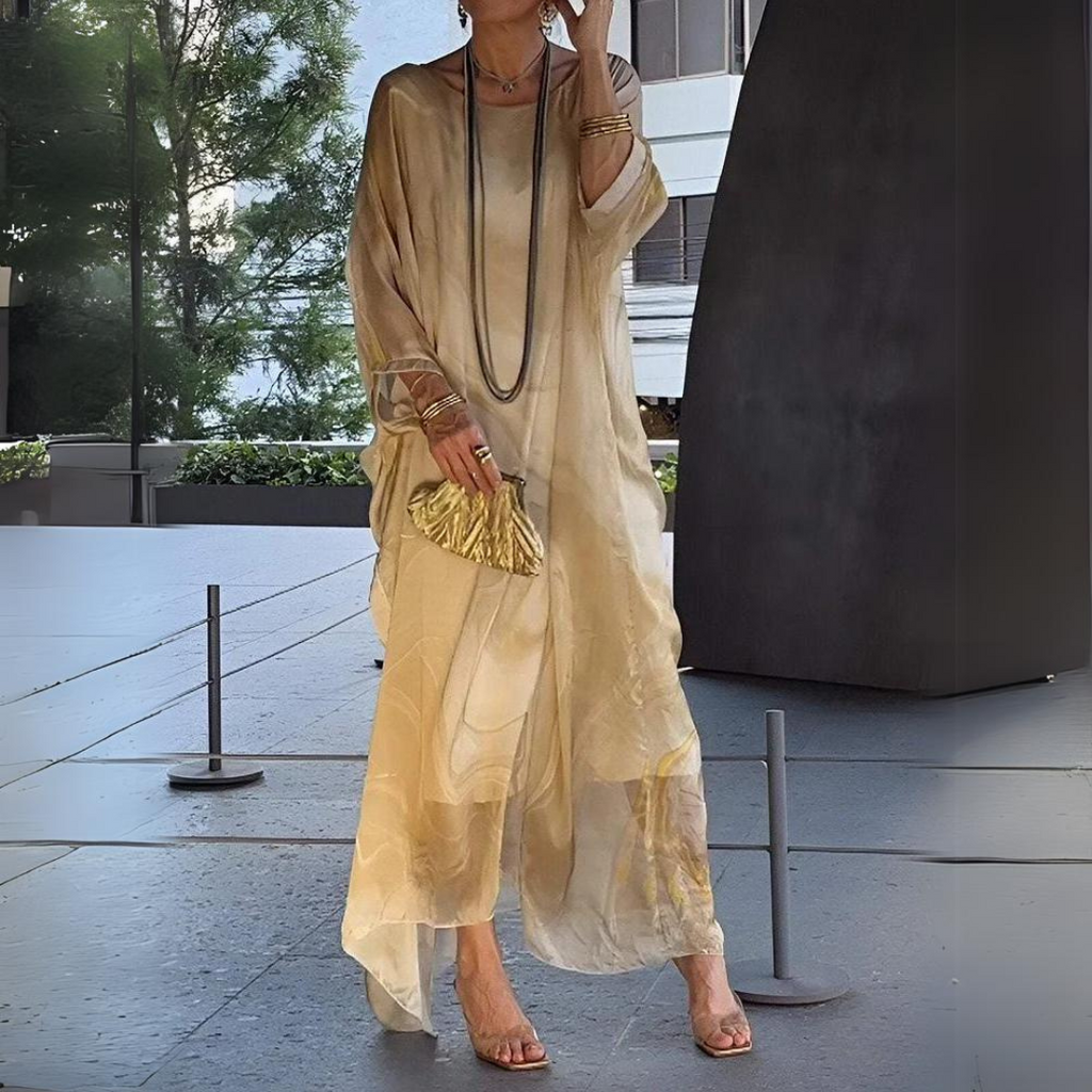Paetyn | Robe maxi avec col rond et manches longues