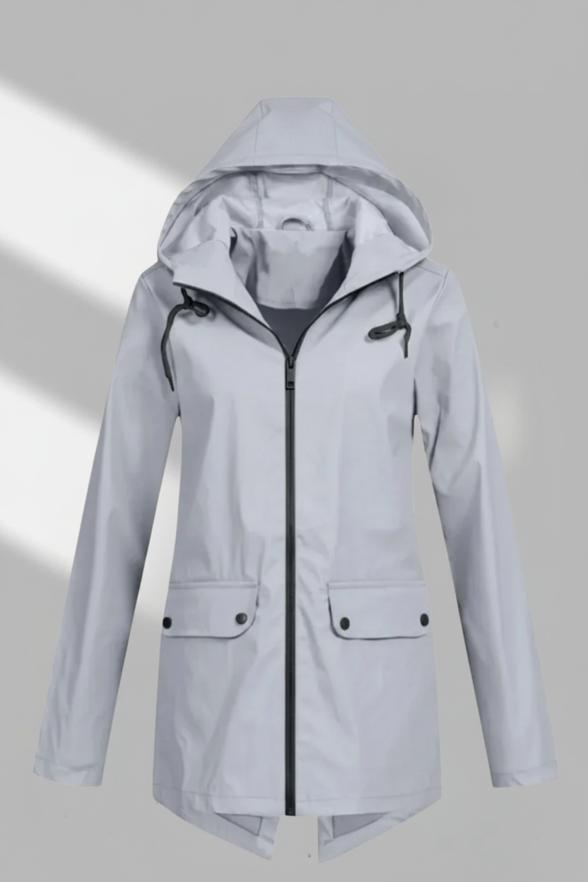Manteau utilitaire à capuche et fermeture éclair longue