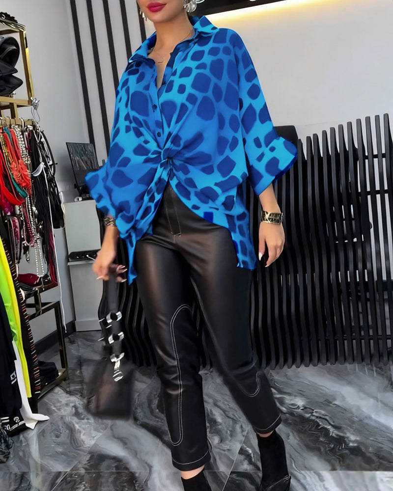 Blouse imprimée léopard à col
