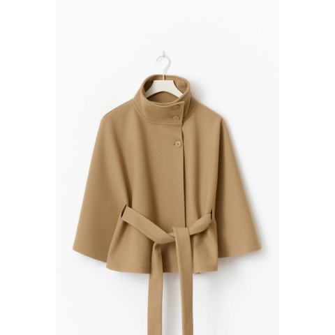 Manteau à col haut et ceinture pour femme | Hiver