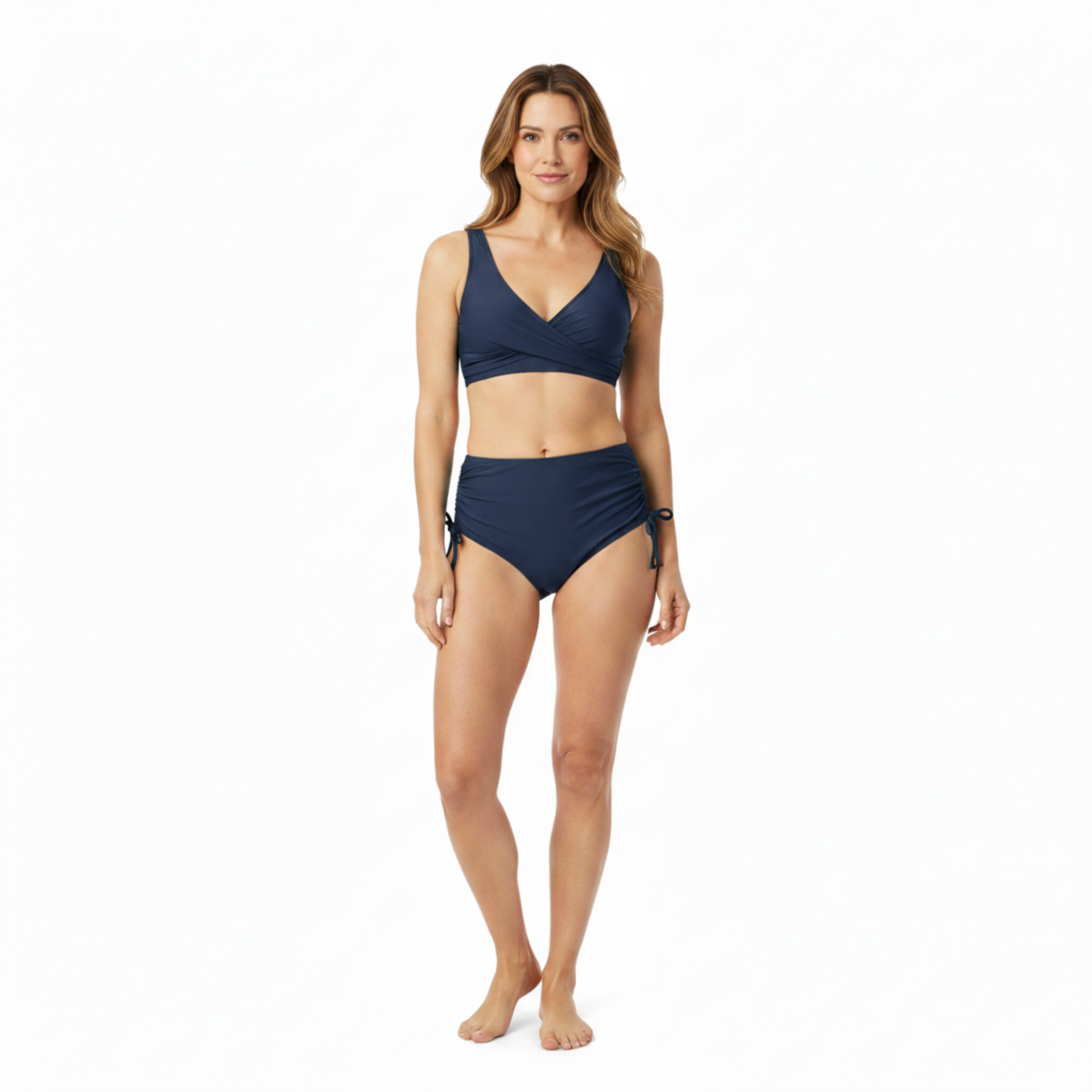 Ensemble maillot de bain deux pièces avec haut croisé et culotte de bain à nœuds