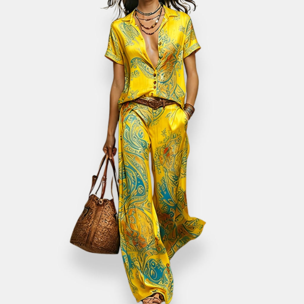 Azarie | Ensemble léger imprimé avec pantalon ample