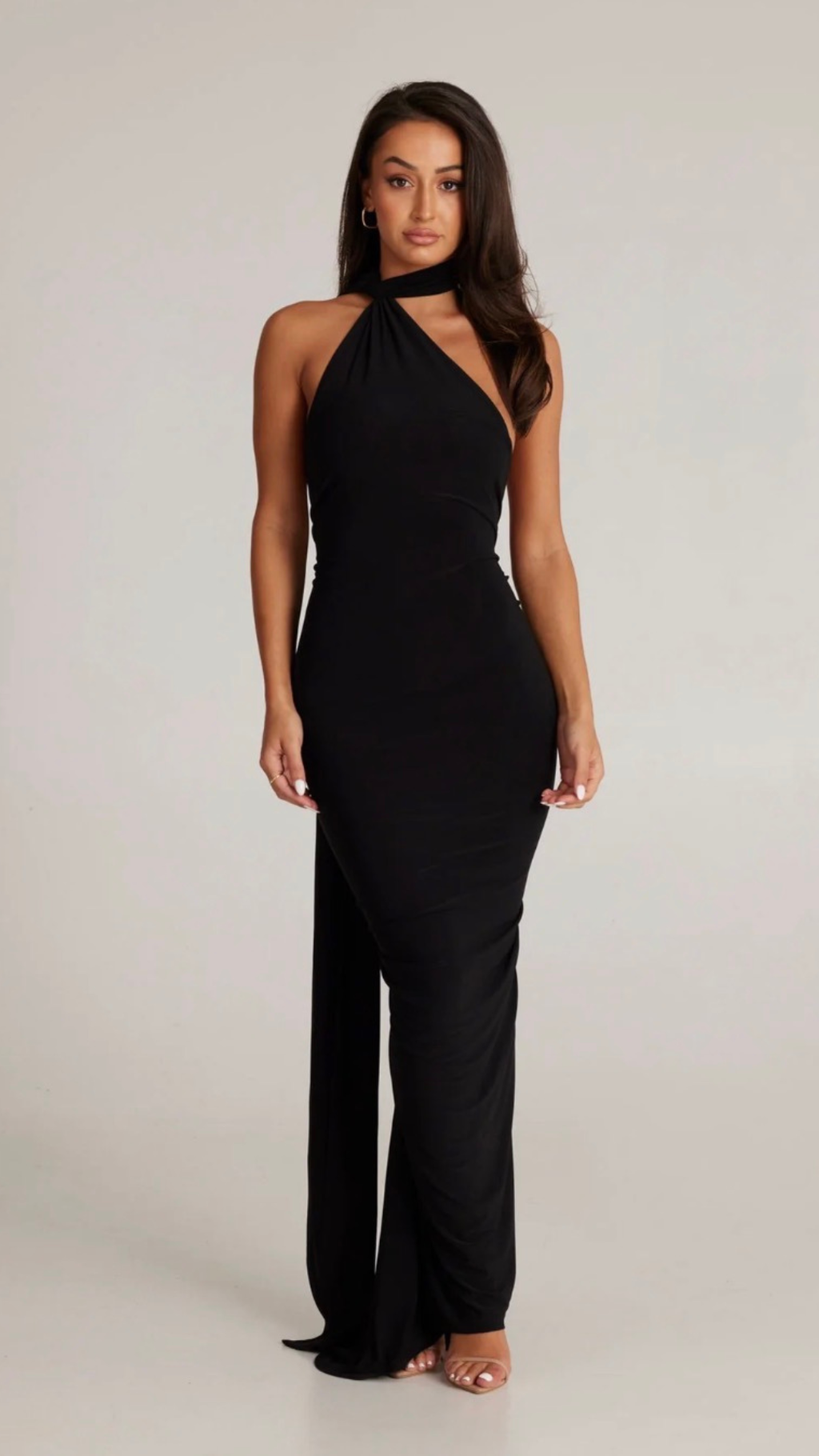 Yariela | Robe Maxi en Velours Élégante avec Traîne Latérale