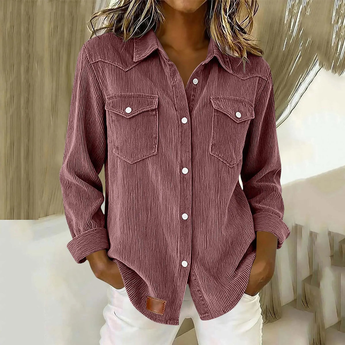 Luoceta | Chemise décontractée à rayures avec poches poitrine